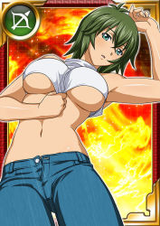 Rule 34 | 00s, 1girl, artist request, breasts, female focus, green hair, ikkitousen, kyocho chuukou, large breasts, solo, tagme