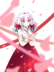 Rule 34 | 1girl, :/, artist name, bad id, bad twitter id, beyblade, beyblade: burst, blue hair, breasts, character name, cherry blossoms, collarbone, dress, flower, hair ribbon, hands up, highres, korean clothes, korean text, kymhotii, looking up, md5 mismatch, nishiro nya, own hands together, petals, purple eyes, red dress, ribbon, self-upload, shirt, short twintails, simple background, small breasts, solo, twintails, white shirt