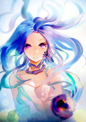 Rule 34 | 1girl, blue hair, flower, long hair, purple eyes, rose, so-bin