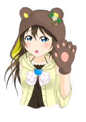 Rule 34 | 1girl, :o, absurdres, animal ears, animal hands, animal hood, aqua eyes, artist name, artist request, bare shoulders, bear ears, blue eyes, blush, bow, breasts, brown bow, brown dress, brown hair, brown jacket, brown sweater, clothing cutout, collarbone, dress, exciting animal (love live!), female focus, flower, frilled dress, frills, fur trim, gloves, hair between eyes, highres, hood, hooded jacket, hooded sweater, jacket, light brown jacket, light brown sweater, long hair, long sleeves, looking at viewer, love live!, love live! nijigasaki high school idol club, love live! school idol festival, love live! school idol festival all stars, osaka shizuku, parted lips, paw gloves, polka dot, polka dot bow, ponytail, ribbon, short sleeves, shoulder cutout, small breasts, smile, solo, sweater, upper body, white background, white bow, white flower, worried, yellow ribbon