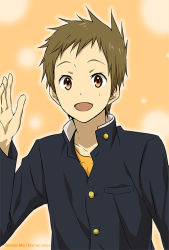 Rule 34 | 10s, 1boy, brown hair, fukube satoshi, happy, hyouka, orange eyes, rito453, school uniform, short hair