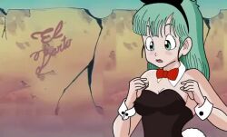 1girl animal_ears animated breasts breasts_out bulma dragon_ball el_barto fake_animal_ears leotard looping_animation medium_breasts nipples nude outdoors playboy_bunny presenting rabbit_ears solo sound tagme video