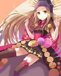 Rule 34 | 1girl, absurdres, black thighhighs, brown eyes, brown hair, c3yooooo, capelet, chacha (fate), child, fate/grand order, fate (series), hat, highres, long hair, looking at viewer, revision, sketch, smile, solo, thighhighs