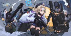 Rule 34 | 4girls, aa-12, aa-12 (girls&#039; frontline), aai corporation, airtronic usa, ammunition, artist name, assault rifle, automatic shotgun, ballistic shield, bandage on face, bandages, battle, battlefield (series), battlefield 3, black legwear, blonde hair, blue eyes, candy, choke (weapon), colt&#039;s manufacturing company, colt defense, combat shotgun, combined systems, commentary request, dated, diemaco, diverter choke, drum magazine, explosive, first aid kit, flashbang, food, girls&#039; frontline, gloves, green eyes, grenade, grenade cartridge, grenade launcher, grey legwear, grimace, gun, h&amp;k hk416, hair ornament, hand grenade, heckler &amp; koch, high-capacity magazine, highres, hk416 (girls&#039; frontline), holding, holding weapon, jacket, knight&#039;s armament company, large-caliber cartridge, less-than-lethal weapon, lewis machine and tool company, lollipop, long hair, m320, machine gun, magazine (weapon), model 9590 sting-ball grenade, multiple girls, muzzle device, pantyhose, pk (girls&#039; frontline), pk machine gun, ponytail, ranguage, red eyes, rifle, rifle grenade, rm equipment, shield, shield module, shorts, shotgun, shotgun casing, shotgun shell, sima naoteng, smoke, smoke grenade, sparks, sting-ball grenade, sting grenade, stun grenade, subway station, suppressor, sv-98 (girls&#039; frontline), teeth, thighhighs, u.s. ordnance, underbarrel grenade launcher, weapon, white hair, zettai ryouiki