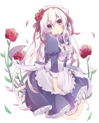 Rule 34 | 1girl, bad id, bad pixiv id, flower, hair ornament, hairband, jewelry, kagerou project, key, kozakura marry, long hair, looking at viewer, pendant, red eyes, rose, silver hair, simple background, sitting, solo, sxupxdxxy, very long hair, white background