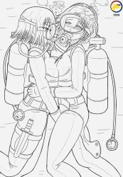 Rule 34 | 2girls, multiple girls, original, scuba gear, underwater, yuri