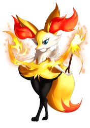 Rule 34 | 1girl, absurdres, alternate eye color, animal ear fluff, animal ears, animal hands, animal nose, artist name, black fur, blue eyes, body fur, braixen, closed mouth, creatures (company), crossed legs, dated, embers, eryz, female focus, fire, flat chest, fox ears, fox girl, fox tail, full body, furry, furry female, game freak, gen 6 pokemon, happy, highres, holding, holding stick, index finger raised, looking at viewer, nintendo, outstretched arms, pokemon, pokemon (creature), pyrokinesis, signature, simple background, smile, snout, solo, standing, stick, tail, transparent background, white fur, yellow fur