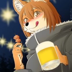 Rule 34 | 10s, artist request, brown eyes, brown hair, dog, flying witch, furry, inukai (flying witch), short hair, tongue