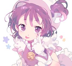 1girl bad_id bad_pixiv_id child female_focus ojamajo_doremi purple_eyes purple_hair segawa_onpu short_hair solo tongue tongue_out vivinos