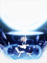 Rule 34 | 1girl, blonde hair, dress, energy, energy beam, female focus, hat, kirisame marisa, magic, master spark, rubble, solo, touhou, witch, witch hat