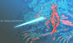 Rule 34 | 1boy, after battle, armor, belt, bloodborne, coat, crack, cracked floor, dual wielding, english text, glowing, glowing sword, glowing weapon, gun, handgun, hat, holding, holding gun, holding sword, holding weapon, huge weapon, light particles, looking at viewer, male focus, mask, mecha, mechanical parts, monochrome, mouth mask, nakayama tooru, open clothes, open coat, pistol, robot, rubble, standing, sword, too many, too many belts, torn, torn clothes, torn coat, vambraces, weapon