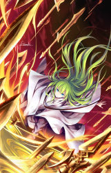 Rule 34 | 1boy, artist name, enkidu (fate), fate/strange fake, fate (series), floating hair, gate of babylon (fate), green hair, hair between eyes, kousaki rui, long hair, male focus, outstretched arm, signature, smile, solo, sword, very long hair, weapon