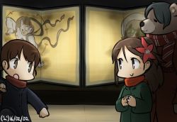 Rule 34 | 10s, 3girls, alternate costume, amagi (kancolle), animal ears, animalization, architecture, bear, bear ears, brown eyes, brown hair, coat, east asian architecture, hair between eyes, hair ornament, hamu koutarou, indoors, kantai collection, leaf, leaf hair ornament, long hair, low twintails, maple leaf, mikuma (kancolle), mole, mole under eye, multiple girls, open mouth, own hands together, parted bangs, ponytail, shirayuki (kancolle), smile, twintails, winter clothes, winter coat