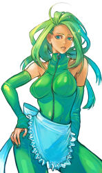 Rule 34 | apron, bare shoulders, detached sleeves, elbow gloves, gloves, green eyes, green hair, piyo, sleeveless, solo