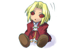 Rule 34 | 00s, blonde hair, cape, chibi, highres, male focus, melty blood, red eyes, sitting, solo, teipa, tsukihime, wallachia