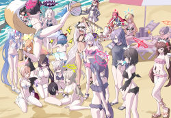 Rule 34 | &gt; &lt;, 1boy, 6+girls, ?, absurdly long hair, ahoge, akari (blue archive), ako (blue archive), alternate costume, alternate hairstyle, anger vein, animal ear fluff, animal ears, armpits, arms behind back, arms up, ayane (blue archive), ayane (swimsuit) (blue archive), azusa (blue archive), azusa (swimsuit) (blue archive), ball, bare shoulders, beach, bead necklace, beads, belt, bikini, black bikini, black hair, black hairband, black one-piece swimsuit, black shirt, black wings, blue archive, blue eyes, blue hair, blush, blush stickers, breasts, buried, cat ears, chise (blue archive), chise (swimsuit) (blue archive), cleavage, closed eyes, closed mouth, collarbone, commentary request, competition swimsuit, cup, dark skin, demon horns, demon wings, denim, denim shorts, drinking glass, eyewear on head, flip-flops, flower, flying sweatdrops, food, food in mouth, fox ears, fox girl, fox tail, frilled bikini, frilled one-piece swimsuit, frills, from above, from behind, full body, green eyes, grey background, grey hair, hair between eyes, hair flower, hair ornament, hairband, hairclip, halo, haruna (blue archive), haruna (swimsuit) (blue archive), heart, highres, hina (blue archive), hina (swimsuit) (blue archive), holding, holding cup, holding plate, holding sword, holding weapon, horns, hoshino (blue archive), hoshino (swimsuit) (blue archive), index fingers together, iori (blue archive), iori (swimsuit) (blue archive), izumi (blue archive), izumi (swimsuit) (blue archive), izuna (blue archive), izuna (swimsuit) (blue archive), jewelry, junko (blue archive), kicking, kneeling, large breasts, long hair, looking at another, low wings, lying, maid headdress, mari (blue archive), mari (swimsuit) (blue archive), mashiro (blue archive), mashiro (swimsuit) (blue archive), medium breasts, mimori (blue archive), mimori (swimsuit) (blue archive), mismatched pupils, multi-strapped bikini bottom, multiple girls, navel, necklace, neru (blue archive), nonomi (blue archive), nonomi (swimsuit) (blue archive), ocean, octopus, off-shoulder bikini, off shoulder, on back, on stomach, one-piece swimsuit, orange hair, own hands clasped, own hands together, parasol, pink bikini, plate, ponytail, popsicle, popsicle in mouth, puff of air, purple eyes, purple hair, red bikini, red eyes, sandals, school swimsuit, sensei (blue archive), serika (blue archive), serika (swimsuit) (blue archive), shaded face, shiroko (blue archive), shiroko (swimsuit) (blue archive), shirt, shizuko (blue archive), shizuko (swimsuit) (blue archive), short sleeves, shorts, side-tie bikini bottom, sidelocks, sitting, small breasts, smile, spaghetti strap, squatting, squiggle, standing, stomach, striped bikini, striped clothes, sunglasses, sweatdrop, swimsuit, sword, tail, thighlet, tonomiya68, top-down bottom-up, trapped, tsurugi (blue archive), tsurugi (swimsuit) (blue archive), twintails, two side up, umbrella, very long hair, wakamo (blue archive), wakamo (swimsuit) (blue archive), walking, wariza, weapon, white bikini, winged halo, wings, wooden sword, yellow bikini, yellow eyes, yuuka (blue archive)