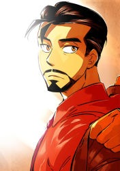 Rule 34 | 1boy, animification, avengers (series), beard, black hair, commentary, facial hair, male focus, marvel, mustache, solo, the avengers: earth&#039;s mightiest heroes!, tony stark, yellow eyes