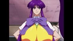 Rule 34 | 1girl, animated, animated gif, bouncing breasts, breasts, eiken, gigantic breasts, lowres, misono kirika, purple hair