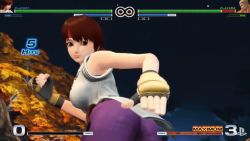 Rule 34 | 1girl, animated, animated gif, ass, bent over, breasts, brown hair, come hither, large breasts, legs, puckered lips, shirt, sideboob, solo, spandex, spanking, spanking self, taunting, teasing, the king of fighters, thick thighs, thighs, white shirt, yuri sakazaki