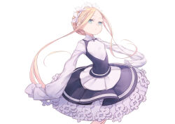 Rule 34 | 1girl, abigail williams (fate), abigail williams (festival outfit) (fate), absurdres, blonde hair, blue eyes, braid, commentary, cowboy shot, crown braid, daisi gi, dress, expressionless, fate/grand order, fate (series), hair ornament, highres, long hair, long sleeves, parted bangs, simple background, sleeves past fingers, sleeves past wrists, solo, symbol-only commentary, white background