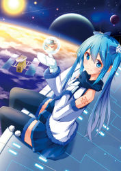 Rule 34 | 10s, 1girl, 2013, 2014, blue eyes, blue hair, detached sleeves, english text, engrish text, hand on own chest, hatsune miku, long hair, looking at viewer, matching hair/eyes, mittens, ok-ray, ranguage, sitting, skirt, smile, snowman, solo, spring onion, tattoo, thighhighs, twintails, vocaloid