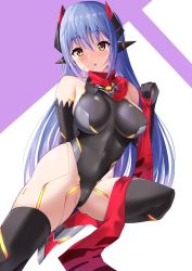 Rule 34 | 1girl, android, breasts, daive, joints, large breasts, long hair, poppi (xenoblade), poppi qtpi (xenoblade), purple hair, robot ears, robot joints, scarf, solo, thighhighs, xenoblade chronicles (series), xenoblade chronicles 2, yellow eyes