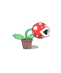 Rule 34 | atamonica, commentary, english commentary, flower pot, highres, leaf, mario (series), nintendo, no eyes, no humans, piranha plant, plant, pogchamp (meme), potted plant, simple background, solo, white background