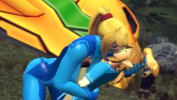 Rule 34 | 1boy, 20s, 2girls, 3d, :&gt;=, akumasfm, animated, arched back, ass, assertive female, blonde hair, blue bodysuit, blue tunic, blurry, blurry background, bodysuit, cheating (relationship), closed eyes, clueless, depth of field, dutch angle, embroidery, femdom, forced, forced kiss, gunship, hetero, highres, hug, kiss, leaf, link, long hair, long sleeves, looping animation, metroid, multicolored clothes, multiple girls, nature, nintendo, outdoors, pointy ears, ponytail, princess zelda, samus aran, short hair, sidelocks, size difference, skin tight, source filmmaker (medium), spaceship, standing, struggling, tall female, the legend of zelda, the legend of zelda: breath of the wild, tree, tunic, undershirt, video, white tunic, zero suit