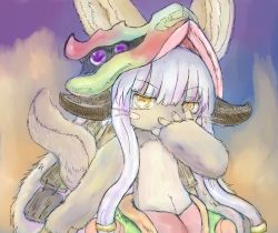 Rule 34 | 10s, artist request, furry, long hair, lowres, made in abyss, nanachi (made in abyss), silver hair, yellow eyes