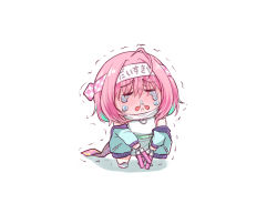 Rule 34 | 1girl, ahoge, aqua hair, chibi, closed eyes, commentary request, crying, dress, full body, hair between eyes, headband, idolmaster, idolmaster cinderella girls, long sleeves, mask, mask pull, mouth mask, multicolored hair, off-shoulder jacket, off shoulder, pink hair, ricochet-gou, runny nose, shoes, short hair, simple background, sleeveless, sleeveless dress, snot, solo, standing, surgical mask, tears, trembling, two-tone hair, white background, yumemi riamu