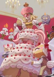 Rule 34 | cake, cake slice, candle, candmon, digimon, fire, food, fruit, highres, mokumon, shortmon, smoke, strawberry, weddinmon
