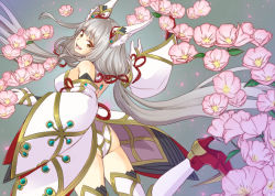Rule 34 | 1girl, animal ears, ass, bare shoulders, breasts, brown eyes, cat ears, detached sleeves, fang, gloves, grey hair, hair ribbon, large breasts, leotard, long hair, looking at viewer, looking back, low twintails, nia (blade) (xenoblade), nia (xenoblade), nintendo, niyah, ooshima aki, open mouth, ribbon, shiny skin, sideboob, smile, solo, spoilers, thighhighs, twintails, very long hair, xenoblade chronicles (series), xenoblade chronicles 2