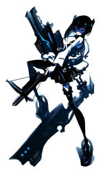 Rule 34 | 10s, 1girl, abstract, bad id, bad pixiv id, black hair, blue eyes, blue theme, bow (weapon), commentary request, crossbow, dark persona, full body, headgear, highres, holding, holding weapon, kantai collection, kiku (kicdoc), looking at viewer, machinery, monochrome, open mouth, pleated skirt, short hair, simple background, skirt, smile, solo, taihou (kancolle), thighhighs, weapon, white background, zettai ryouiki