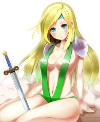 Rule 34 | 1990s (style), 1girl, aqua eyes, blonde hair, blush, breasts, celes chere, final fantasy, final fantasy vi, large breasts, long hair, looking at viewer, slingshot swimsuit, smile, solo, swimsuit, tagme, tomoki (omaenoie)