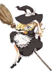 Rule 34 | 1girl, blonde hair, bow, braid, broom, grin, hair over one eye, hand on headwear, hat, hat bow, kirisame marisa, long hair, looking at viewer, photoshop (medium), saitou masatsugu, simple background, single braid, sketch, smile, solo, touhou, white background, white bow, witch hat, yellow eyes