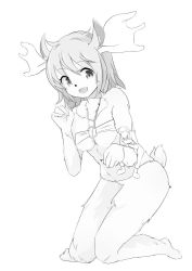 Rule 34 | 1boy, 1girl, antlers, bikini, breasts, furry, fuyuno mikan, giant, giantess, horns, kneeling, monochrome, open mouth, original, size difference, swimsuit