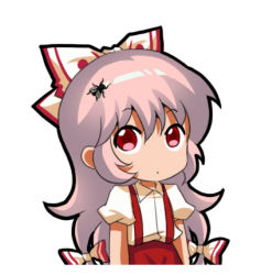 Rule 34 | 1girl, bow, bug, chibi, chinese commentary, closed mouth, collared shirt, commentary request, dot mouth, fly, fujiwara no mokou, hair between eyes, hair bow, insect, jokanhiyou, long hair, looking up, lowres, meme, mosquito, pants, real life, red eyes, red pants, shirt, short sleeves, solo, suspenders, touhou, very long hair, white background