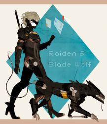 Rule 34 | 1boy, bladewolf, cyborg, metal gear (series), metal gear rising: revengeance, miyako (chuntaro chunjiro), one eye covered, raiden (metal gear), robot, sword, weapon