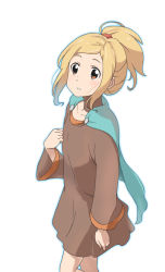 Rule 34 | 1girl, alternate breast size, blonde hair, cape, commentary request, cowboy shot, final fantasy, final fantasy tactics, from above, long hair, simple background, solo, takomeshi, valmafra lenande, white background