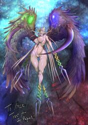 Rule 34 | 1girl, absurdres, breasts, digimon, digimon (creature), female focus, highres, large breasts, monster girl, nude, ordinemon, solo, wings