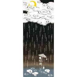 Rule 34 | cloud, cloudy sky, holding, holding umbrella, mitzoka2001, moon, night, night sky, no humans, oil-paper umbrella, original, rain, skeleton, skull, sky, umbrella, water