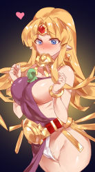 Rule 34 | 1girl, bad id, bad pixiv id, bangle, bare shoulders, belt, between breasts, blonde hair, blue eyes, blush, bracelet, breasts, character doll, clothing aside, commentary request, covered erect nipples, cowboy shot, female pubic hair, groin, heart, jewelry, large breasts, link, mouth hold, nintendo, panties, panties aside, pointy ears, princess zelda, pubic hair, pubic hair peek, ribs, sideboob, sketch, super smash bros., the legend of zelda, the legend of zelda: a link between worlds, thighs, tiara, underwear, white panties, yostxxx