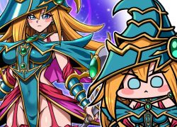 Rule 34 | armor, blonde hair, blue eyes, breasts, chibi, duel monster, hat, large breasts, long hair, magician&#039;s valkyria, medium breasts, yu-gi-oh!