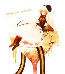 Rule 34 | 1girl, affogato, bad id, bad pixiv id, blonde hair, character name, chocolate, closed eyes, dessert, food, hat, ice cream, in food, long hair, mini person, minigirl, original, personification, sechi (chino), solo
