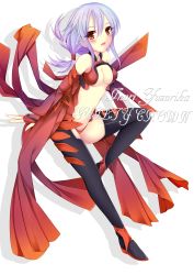 Rule 34 | 10s, 1girl, absurdres, bad id, bad pixiv id, blush, breasts, center opening, character name, copyright name, guilty crown, highres, long hair, mea (brunhilde), medium breasts, red eyes, solo, thighhighs, yuzuriha inori
