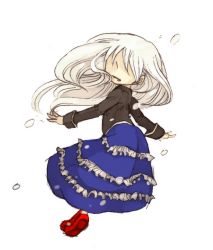 Rule 34 | 1girl, character request, faceless, frills, full body, hallucigenia (game), long hair, long skirt, looking back, mary janes, shoes, skirt, solo, tsukushi (toxicdoll), very long hair, white hair