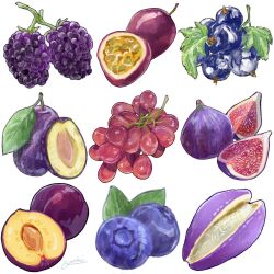 Rule 34 | berry, blackberry (fruit), blueberry, eggplant, food, food focus, fruit, grapes, highres, miri illust, no humans, original, simple background, white background