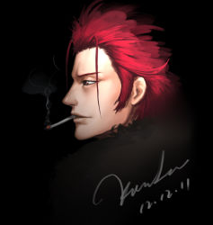 Rule 34 | 10s, 1boy, artist name, cigarette, dated, k-project, kunlu, male focus, manly, profile, red hair, short hair, signature, smoking, solo, suoh mikoto
