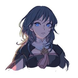 Rule 34 | 1girl, armor, blue eyes, blue hair, byleth (female) (fire emblem), byleth (fire emblem), closed mouth, fire emblem, fire emblem: three houses, hjay, medium hair, nintendo, simple background, solo, upper body, white background