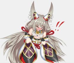 Rule 34 | 1girl, angry, animal ears, artist name, blush, cat ears, closed eyes, female focus, gloves, largemilk, leotard, long hair, looking at viewer, nia (blade) (xenoblade), nia (xenoblade), nintendo, niyah, open mouth, ribbon, signature, silver hair, simple background, solo, spoilers, twintails, xenoblade chronicles (series), xenoblade chronicles 2, yellow eyes